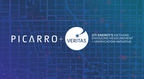 Picarro and GTI Energy logos plus Network Intelligence and Protocols to Reduce Methane Emissions